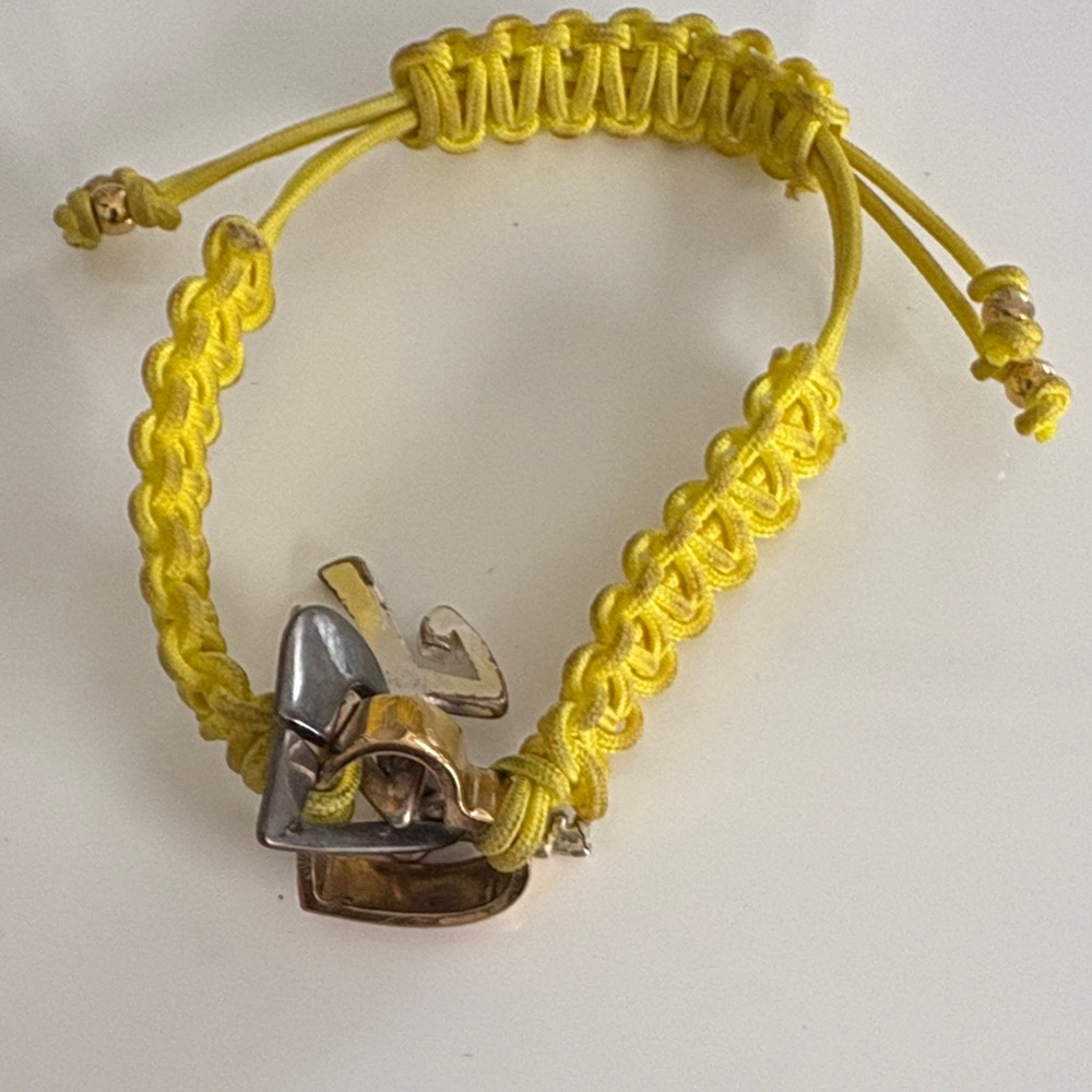 Juicy Couture Yellow Macramé Bracelet with Mixed Metal Anchor Charm Adjustable